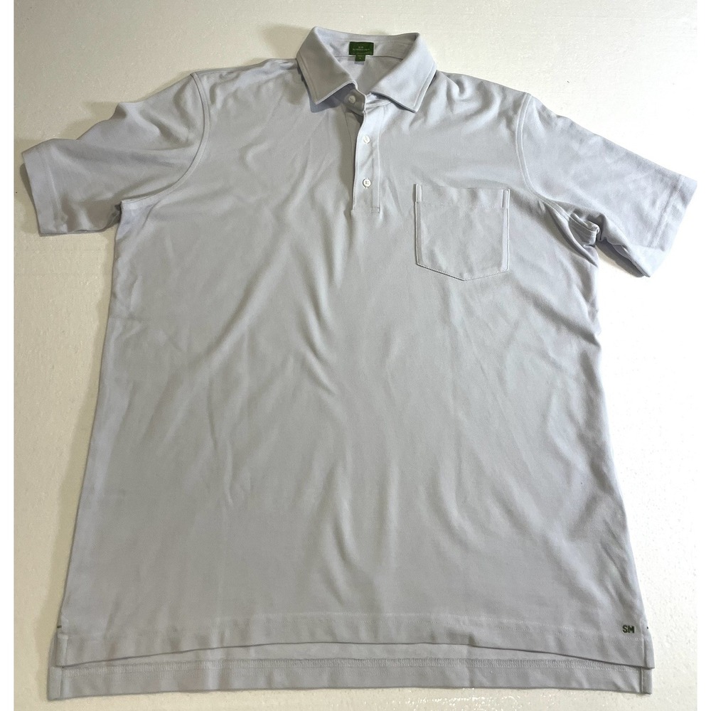 SID MASHBURN Sz Large Light Blue Gray Pima Cotton Short Sleeve Polo Shirt